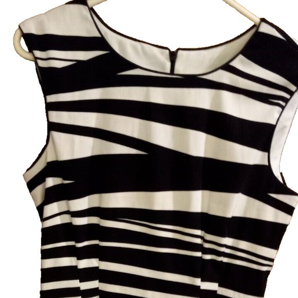 bisou bisou A Line Womans Dress zebra stripe size 10 - Picture 2 of 4